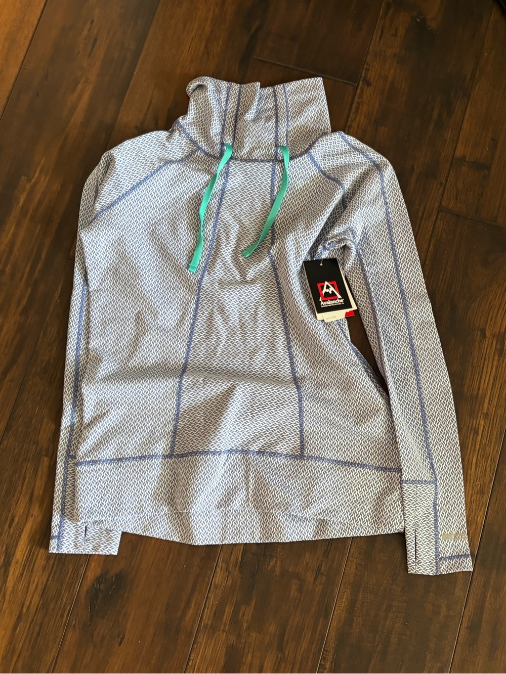 Avalanche Light Blue Patterned Hooded Pullover with Teal Drawcords